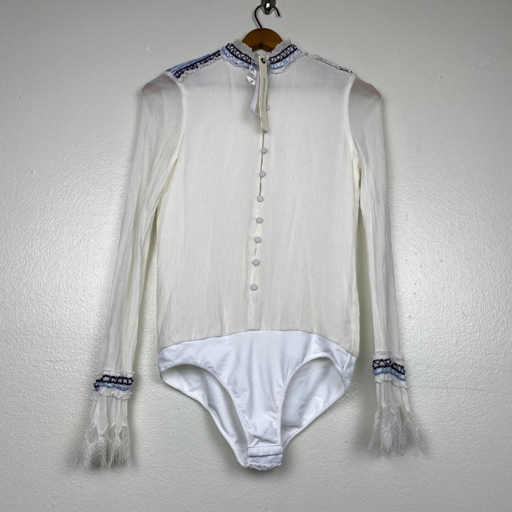 Jonathan Simkhai Ruffle Embroidered Bodysuit - Picture 5 of 9